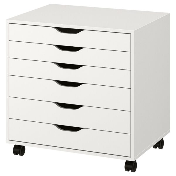 IKEA 60485424 ALEX АЛЕКС Тумба с ящиками на колесах - белый 67x66 см