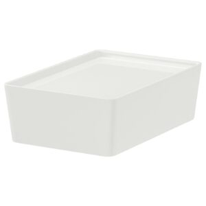 IKEA 10376366 KUGGIS КУГГИС Контейнер с крышкой - белый 18x26x8 см