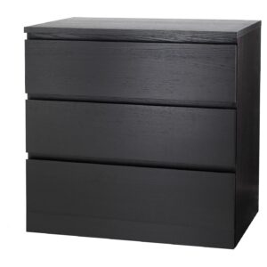 IKEA 00403558 MALM МАЛЬМ Комод с 3 ящиками - черно-коричневый 80x78 см