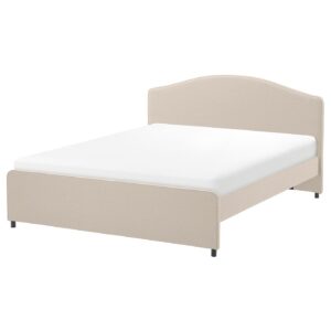 IKEA 60506332 HAUGA ХАУГА Каркас кровати с обивкой - Лофаллет бежевый 160x200 см