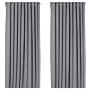 IKEA 60417816 МАЙГУЛЛ Гардины, блокирующие свет, 1 пара, серый, 145x300 см